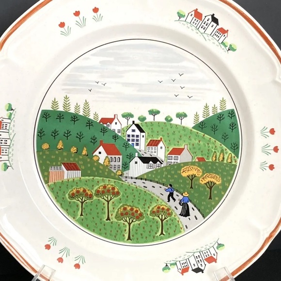 COPY - Newcor Stoneware Dinner Plate Country Village Pattern #627 Farmhouse Tre… - Picture 4 of 4